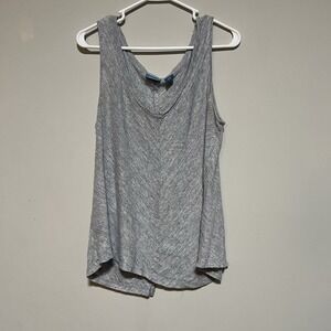 Antibes Blanc Womens Size Medium Striped Tank Top Asymetric Hem Sleeveless